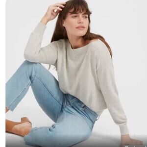 EVERLANE Boat neck pullover sweater Size large light gray